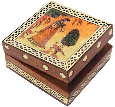 

HANDICRAFTS PARADISE Jewellery box / Trinket box / Storage box out of natural stones and shisham wood Jewellery Vanity Box(Multicolor)