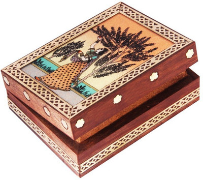 

HANDICRAFTS PARADISE Jewellery box / Trinket box / Storage box out of Gemstones and shisham wood Ragini design Jewellery Vanity Box(Multicolor)
