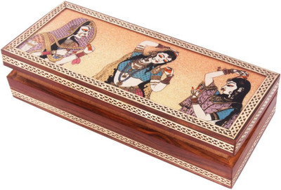 

HANDICRAFTS PARADISE Jewellery box / Trinket box / Storage box out of Gemstones and Shisham wood Tripple Portrait Design Jewellery Vanity Box(Multicolor)