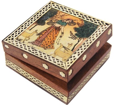 

HANDICRAFTS PARADISE Jewellery box / Trinket box / Storage box out of natural stones and shisham wood Ragini design Jewellery Vanity Box(Multicolor)