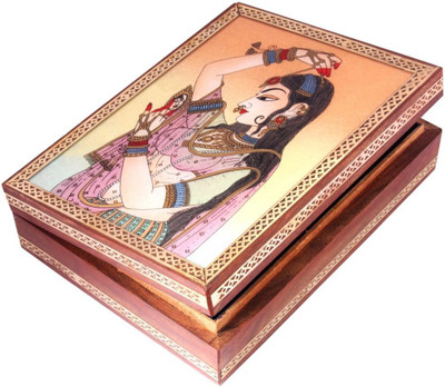 

HANDICRAFTS PARADISE Jewellery box / Trinket box / Storage box out of Gemstones and wood Shringar Design Jewellery Vanity Box(Multicolor)