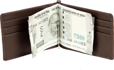 

skkfashion Men Brown Genuine Leather Money Clip(6 Card Slots)