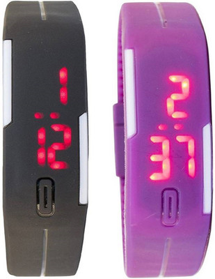 

Talgo New Arrival 2018 New Special Collection Dgital LED Black,Purple Dial Colour And Black,Purple Atrractive And Comfertable Rubber Strap (Combo of ) RRLEDBlackpurple2 Watch - For Boys