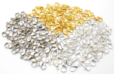 

jaz Jaz's Lobster Clasp Combo Golden-Silver-Steel Finish for Jewellery Making Findings Fasteners for hobby/crafts/ jewellery designing work Pack of 30 pcs (10 pcs Each Colour).