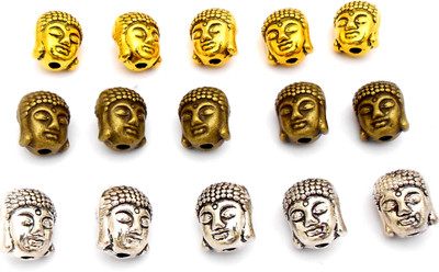 

jaz Jaz's Combo of Golden Silver Bronze Colour Sharp Dual Sided Tibetan Buddha Bead-10 beads for Bracelet Necklace Jewelry Making 5 pcs each
