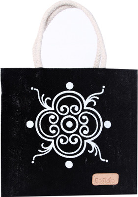 

Ecotara printed jute bag Lunch Bag(Black, 2 L)