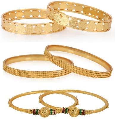 Jewels Galaxy Alloy Gold-plated Bangle Set(Pack of 6)