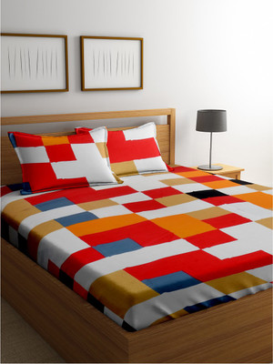 

Cortina 104 TC Cotton Double Checkered Bedsheet(Pack of 1, Maroon)