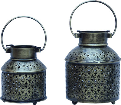

AGARWALTRADINGCOMPANY ATC Multicolor Iron Home Decorative Pot Shape 2 Candle Holder Set of 2 Candle(Multicolor, Pack of 2)