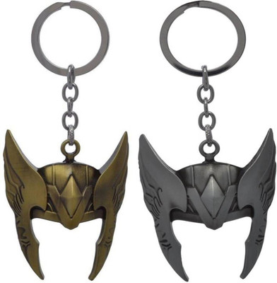 

MGP Fashion the god of thunder- thor mask helmet silver and golden combo Key Chain(Multicolor)