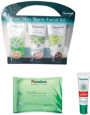 

Himalaya Purifying Skin Neem Facial Kit, Aloe Vera Facial Wipes, Lip Balm(Set of 3)