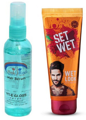

Pink Root HAIR SERUM with SET WET WET LOOK HOLD GEL 100ML Pack of 2(Set of 2)