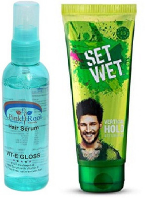 

Pink Root HAIR SERUM with SET WET VERTICAL HOLD GEL 100ML Pack of 2(Set of 2)