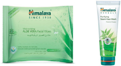 

Himalaya Aloe Vera Facial Wipes, Purifying Neem Face Wash(Set of 2)