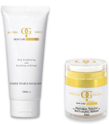 

Oceanic Gold Ocean Facial Scrub with Crushed Pearls& Natural Youth Anti-Aging Serum(Set of 2)