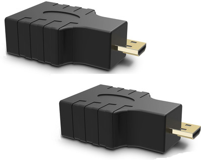

ReTrack SET OF 2PC Micro HDMI-Male To HDMI-Female Gold Plated Connector for PC HDTV Projector Camera USB Adapter(Black)