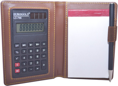 

Knott 1 Compartments Faux Leather Notepad & Mini Calculator set(Brown)