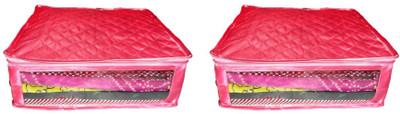 

Afrose High Quality Multipurpose Satin Plain Saree Cover 2PC Capacity 10-15 Units Saree/Blouse Each(Pink)