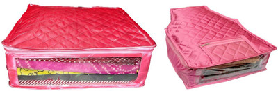 

Afrose High Quality Combo of Satin Plain 1PC Saree Cover 1PC Blouse Cover Capacity 10-15 Units Saree/Blouse Each(Pink)