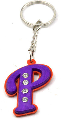 

Faynci Alphabet Letter P With attaractive diamonds Purple Key Chain Key Chain
