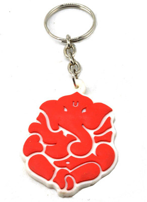 

Faynci Ganesh Ganpati Vignaharta Red/White Synthetic Rubber Locking Key Chain for good luck Key Chain