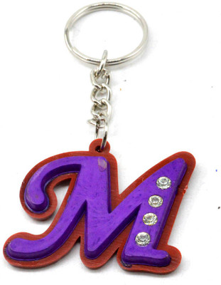 

Faynci Alphabet Letter M With attaractive diamonds Purple Key Chain Key Chain