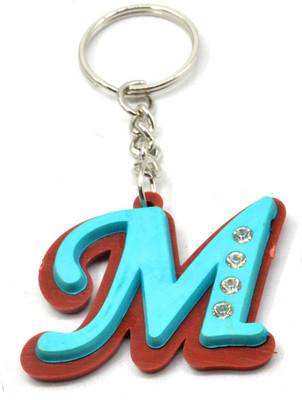 

Faynci Alphabet Letter M With attaractive diamonds Deep Sky Blue Key Chain Key Chain