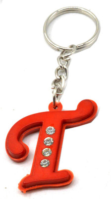 

Faynci Alphabet Letter T With attaractive diamonds Red Key Chain Key Chain