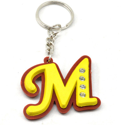 

Faynci Alphabet Letter M With attaractive diamonds Yellow Key Chain Key Chain