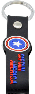 

Faynci Captain America Stylish Double Sided Silicone Black Key Chain Key Chain