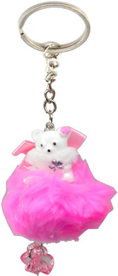 

Faynci Love Pink Cute Doll Key Chain with Pink Twin Heart Shape with Diamond for Fashion Lover Key Chain