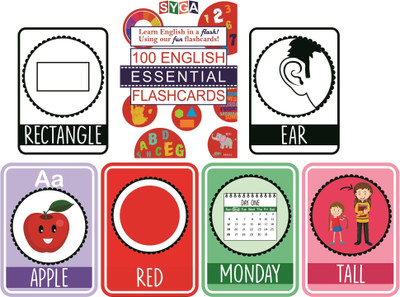 

SYGA English Essential FlashCardss - 100 Cards For Kids To Learn English(Multicolor)