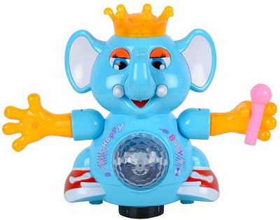 TALKING GANESHA DANCING ELEPHANT WITH LED LIGHTS & MUSIC, BLUE COLOR(Multicolor)