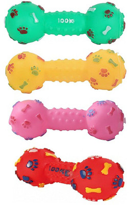 

SRI Colourful Paw & Bone Printed Dumble Squeaky Toy For Puppy, Cats, And Small Pets Plastic Squeaky Toy For Dog & Cat
