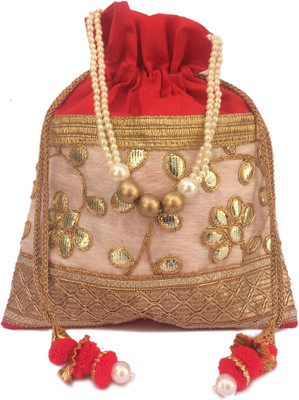 

Shubh Shagun Ethnic Embroidred Designer women girls Potli(Red)