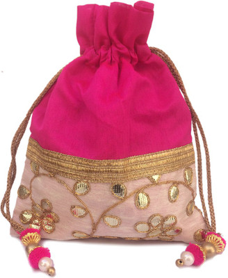 

Shubh Shagun Ethnic Embroidred Designer women girls Potli(Pink)