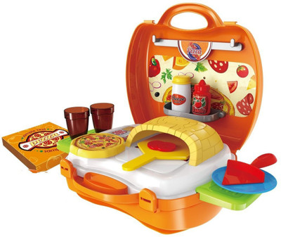 

TALKING GANESHA Kids Bring Along Pizza Oven Suitcase Set Pretend and Play toys for kids - 22 Pieces