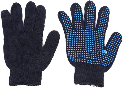 

FRONTIER SAFETY COTTON DOTTED COMFORTABLE HAND GLOVES (M-SIZE) (ROYAL NAVY BLUE)-1 pair Latex Safety Gloves(2)