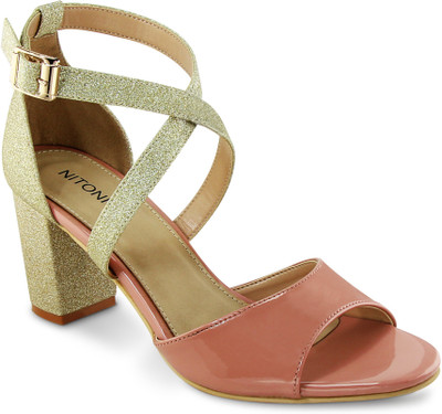 Nitoni Women Nude Pink/Golden Heels