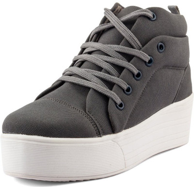 

Tashi Women Girls Canvas Grey Heel Sneakers Casuals For Women(Grey