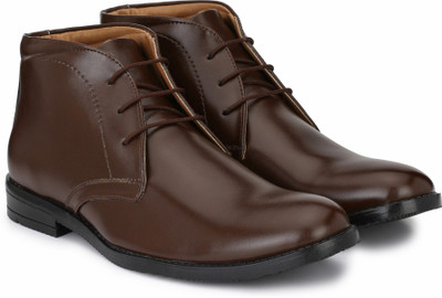 

Hirel's Hirel's Brown Semi Ankle Formal Shoes Lace Up For Men(Brown