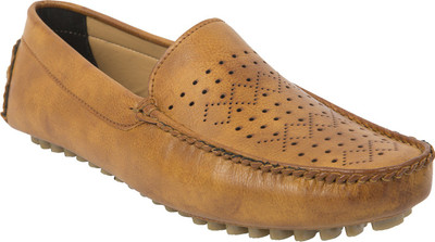 

CIZMAR Leather Loafer Driving Shoe - Perforated Upper Loafers For Men(Tan