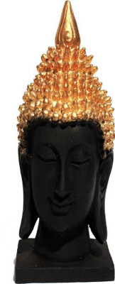 

AGH Buddha Face Metallic Decorative Showpiece - 18 cm(Polyresin, Black)
