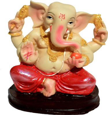 AGH Ganesha Plain Red Decorative Showpiece - 15 cm(Polyresin, Red)