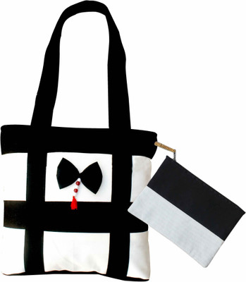 

Ryan Women Casual Black, White Cotton Tote