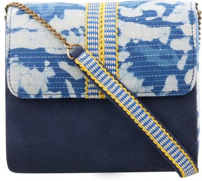 

TARUSA Women Evening/Party Blue Cotton Sling Bag
