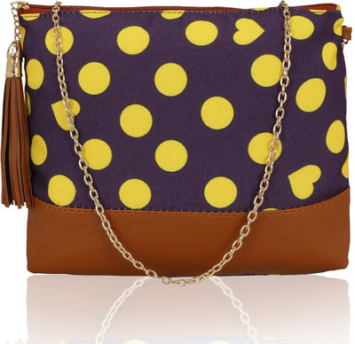 

Kleio Women Casual Purple, Brown Canvas Sling Bag, Brown;purple
