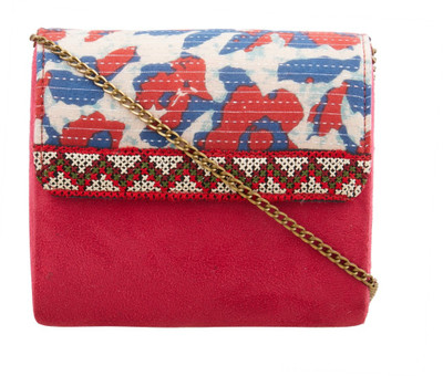 

TARUSA Women Evening/Party Red Cotton Sling Bag