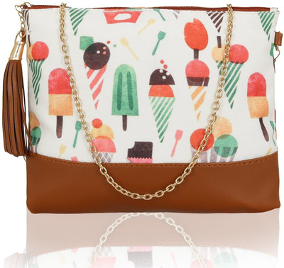 

Kleio Women Evening/Party White Canvas Sling Bag