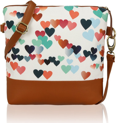

Kleio Women Casual White Canvas Sling Bag
